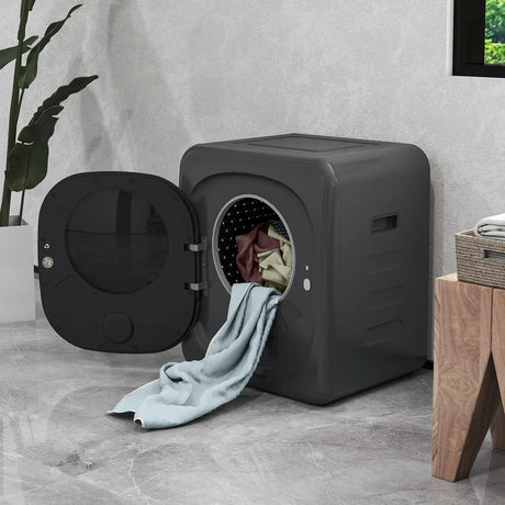 HOMCOM 4kg Vented Tumble Dryer with Deodorize, Smart Mode, 800W Compact Tumble Dryer with Stainless Steel Tub, Front Load, for Flat, Home, RVs, Grey