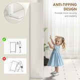 kleankin Tall Bathroom Cabinet with Mirror and Adjustable Shelf - High Gloss White
