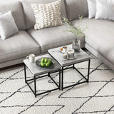 HOMCOM Coffee Table Set of 2, Nest of Tables with 3.5cm Thick Tabletop, Grey