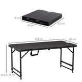 Outsunny Foldable Patio Dining Table for 4, Height Adjustable Outdoor Table for Garden, Lawn, Dark Grey