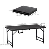 Outsunny Foldable Patio Dining Table for 4, Height Adjustable Outdoor Table for Garden, Lawn, Dark Grey