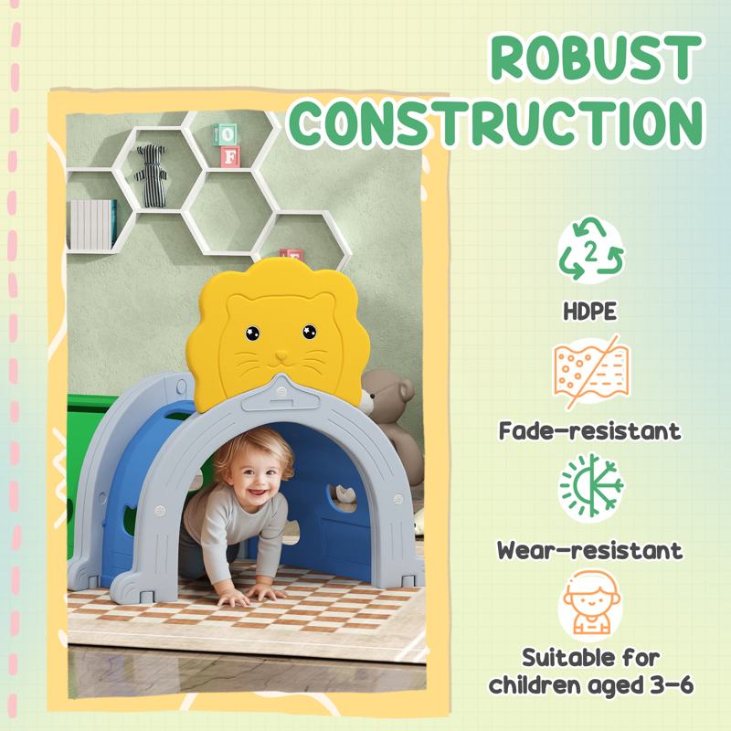 AIYAPLAY Kids Play Tunnel for 3-6 Years Crawl and Climb, Lion Design, Indoor & Outdoor