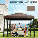 Outsunny 3x3 m Double-Tier Canopy Top Replacement-Coffee