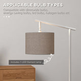 HOMCOM Metal Frame Floor Lamp with 350 Degree Rotating Lampshade, for Living Room and Bedroom, LED Bulb Included, Grey
