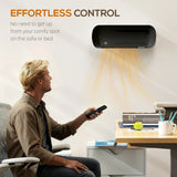 HOMCOM 2000W Ceramic Electric Heater with Fan, Adjustable Thermostat, Wall Mounted - Black