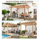Outsunny Graden Pergola Kit, Wooden Pergola Gazebo Grape Trellis with Stable Structure, 3.6 x 3.6m, Dark Brown