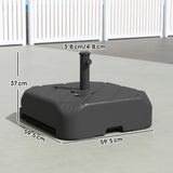 Outsunny Garden Parasol Base with Wheels, Telescopic Handle, 72 kg /45 kg Fillable Sun Umbrella Base Parasol Stand, Black