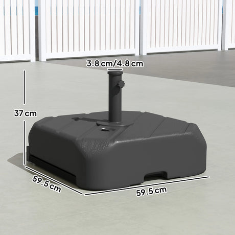 Outsunny Garden Parasol Base with Wheels, Telescopic Handle, 72 kg /45 kg Fillable Sun Umbrella Base Parasol Stand, Black