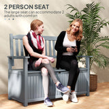 Outsunny Two-Seater Wooden Storage Bench - Grey