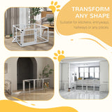 PawHut 8 Panels Foldable Pet Gate with Support Feet, for House, Doorway, Stairs, Small and Medium Dogs - White
