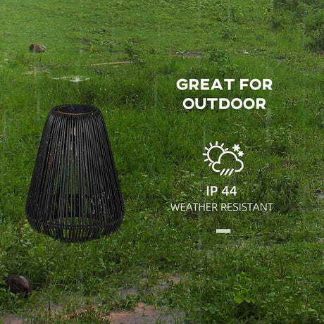 Outsunny Three-Level Solar Powered Rattan Lamp - Black