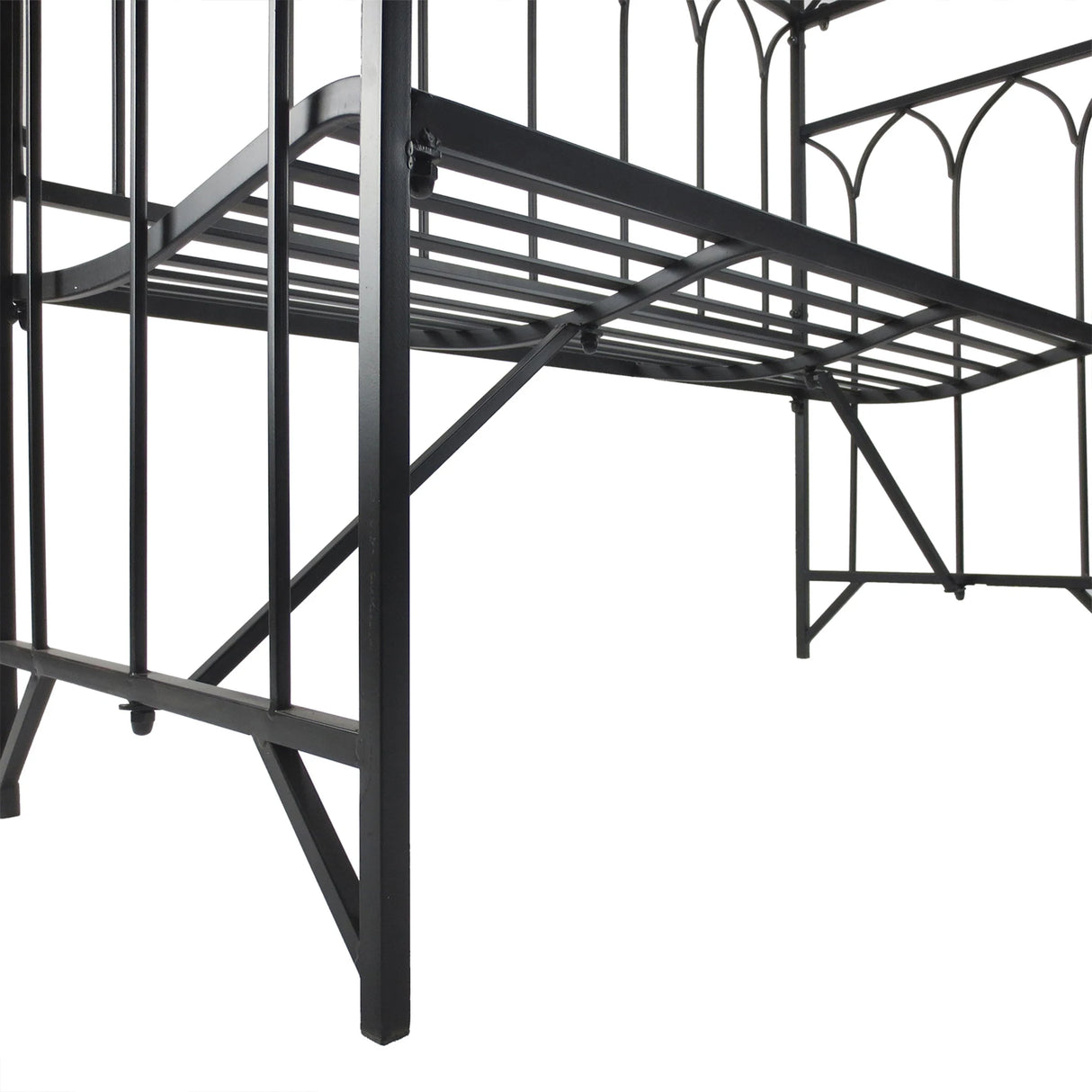 Outsunny Garden Metal Frame Bench W/Arch for Various Climbing Plant, 115Lx50Wx203H cm-Black