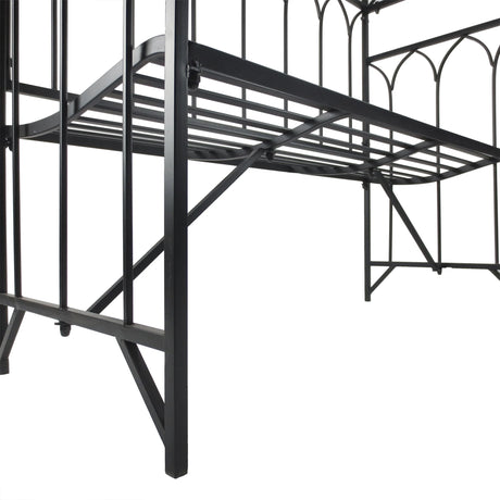 Outsunny Garden Metal Frame Bench W/Arch for Various Climbing Plant, 115Lx50Wx203H cm-Black