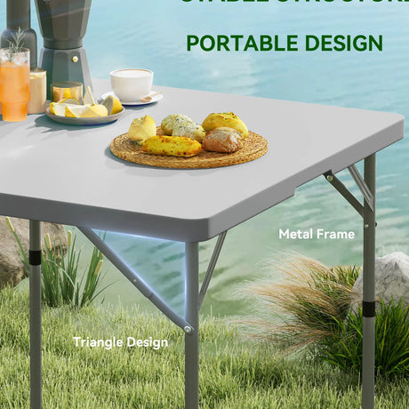 Outsunny 34/74cm Folding Camping Table, with Handle - Grey