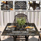 Outsunny Five-Piece Cast Aluminium Garden Dining Set - Bronze Tone