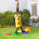 Outsunny Balance Stepping Stones Kids, 6-Piece Starfish Style Non-slip Obstacle Course, Stackable Balance Blocks, Garden Sensory Toys for Toddler 3-8 Years, Indoor Outdoor, Multicoloured