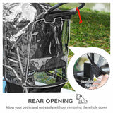 PawHut Pet Travel Stroller with Rain Cover, 4 Wheels Foldable Travel Carriage with Wheels Zipper Entry Cup Holder Storage Basket Black