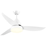 HOMCOM Reversible Ceiling Fan with Light, 3 Blades Indoor Modern Mount White LED Lighting Fan with Remote Controller, for Bedroom, Living Room, White