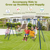 550 LBS 6-in-1 Patio Kids Swing Set with Climbing Net and Ladder-Green