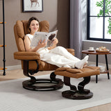 HOMCOM Faux Leather Reclining Chair and Footstool - Brown