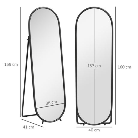 HOMCOM Two-Way Curved Full Length Mirror - Black