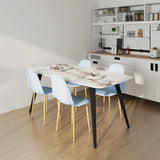 HOMCOM Modern Dining Chairs Set of 4, Kitchen Chairs with Backrest and Steel Legs for Dining Room, Living Room, Light Blue