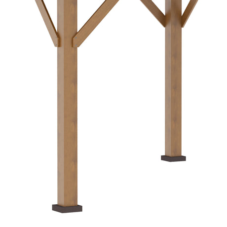 Outsunny 3.5 x 3.5m Outdoor Hardtop Gazebo Canopy with Two-tier Metal Roof and Solid Wood Frame Outdoor Patio Shelter for Patio, Garden, Black