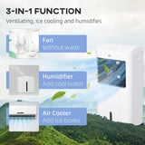 HOMCOM Portable Air Cooler with 15 Litre Water Tank, Oscillation, LED Display, Remote Control, 7.5 Hour Timer, Evaporative Air Cooler Fan with 3 Speeds, 3 Modes, Ice Packs, for Home Office