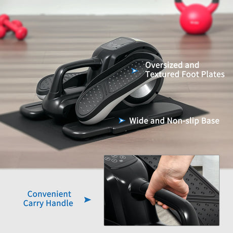 SPORTNOW Under Desk Electric Elliptical Machine for Home, Sit Down Pedal Exerciser for Seniors with 12 Programs, LCD Monitor, Compact with Remote Control & Non-Slip Pad
