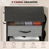 HOMCOM Chest of Five Fabric Drawers - Charcoal Grey