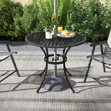 Outsunny Round Aluminium Table, with 50mm Parasol Hole