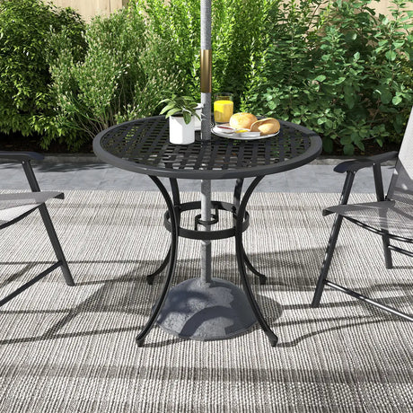 Outsunny Round Aluminium Table, with 50mm Parasol Hole