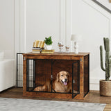 PawHut Dog Crate Furniture with Openable Top, Two Doors, for Large Dogs, Rustic Brown