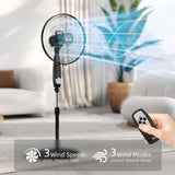 HOMCOM 16in Pedestal Standing Floor Fan, Oscillation Cooling Fan with Remote Control, Black