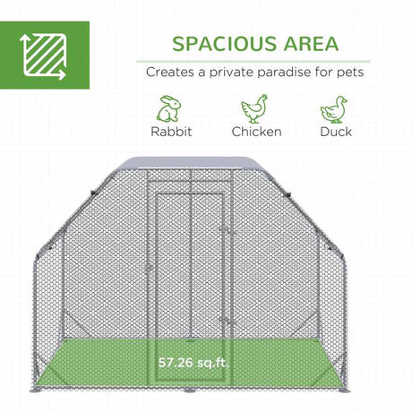 PawHut Walk in Chicken Run Chicken Coop Hen House Outdoor with Roof for 4-6 Chickens, 280 x 190 x 195cm