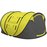 Outsunny 4-5 Person Pop-up Camping Tent Family Tent w/ 2 Mesh Windows & PVC Windows Portable Carry Bag for Outdoor Trip, Yellow