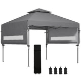 Outsunny 5 x 3m Height Adjustable Pop-Up Gazebo, with Accessories - Grey