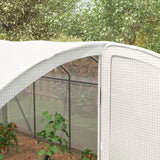Outsunny Polytunnel Greenhouse Walk-in Grow House with UV-resistant PE Cover, Door, Galvanised Steel Frame, 4 x 3 x 2m, White