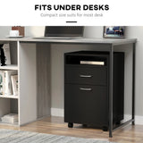 HOMCOM 60cm Filing Cabinet with Drawer, Open Shelf, Metal Handles and 4 Wheels, Office Home Organiser Mobile Printer, Black