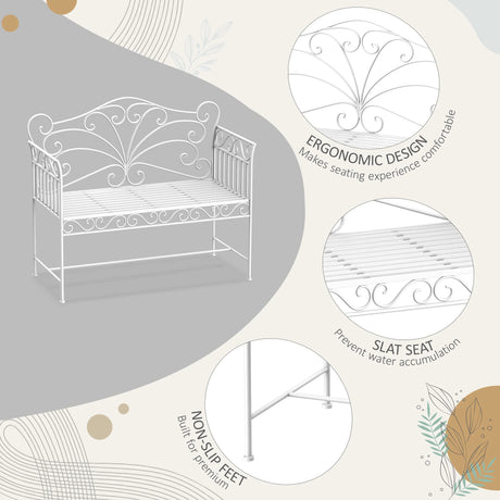 Outsunny Heavy-Duty Garden Bench-White