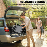 Outsunny Folding Garden Chairs Set of 4, Foldable Garden Dining Chairs with High Back, Armrests, Texteline Seat, Light Grey