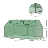 Outsunny Mini Greenhouse, Small Plant Grow House for Outdoor with Durable PE Cover, Observation Windows, 120 x 60 x 60 cm, Green