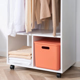 HOMCOM Open Wardrobe on Wheels, Bedroom Wardrobe with Clothes Hanging Rail, 2 Storage Shelves, Mobile Garment Rack for Cloakroom, Hallway, White