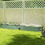 Outsunny Galvanised Raised Garden Bed, Metal Planter Box with Safety Edging, for Flowers, Herbs, Succulents, Pack of 2, Green