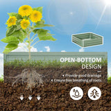 Outsunny Set of 2 291L Raised Garden Bed, Elevated Galvanised Planter Box for Flowers, Herbs, 100x100x30cm, Green