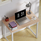 HOMCOM Computer Desk, Writing Table, 100 x 60 x 76cm Workstation for Home Office, Study with Metal Frame, Simple Assembly, White