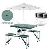 Outsunny ABS Aluminum Portable Picnic Table Bench Set Green