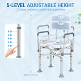 HOMCOM Aluminium Shower Chair, with Padded Seat - Light Blue