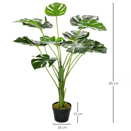 HOMCOM Decorative Artificial Monstera Plants in Pot Fake Plants for Home Indoor Outdoor Decor, 85cm