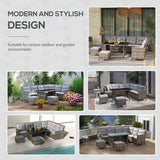Outsunny 8 Seater Patio wicker Sofa Set ,Outdoor Couch with Table & Cushions, Grey